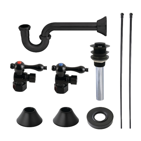 Kingston Brass Plumbing Sink Trim Kit with PTrap and Drain, Matte Black CC43100VKB30